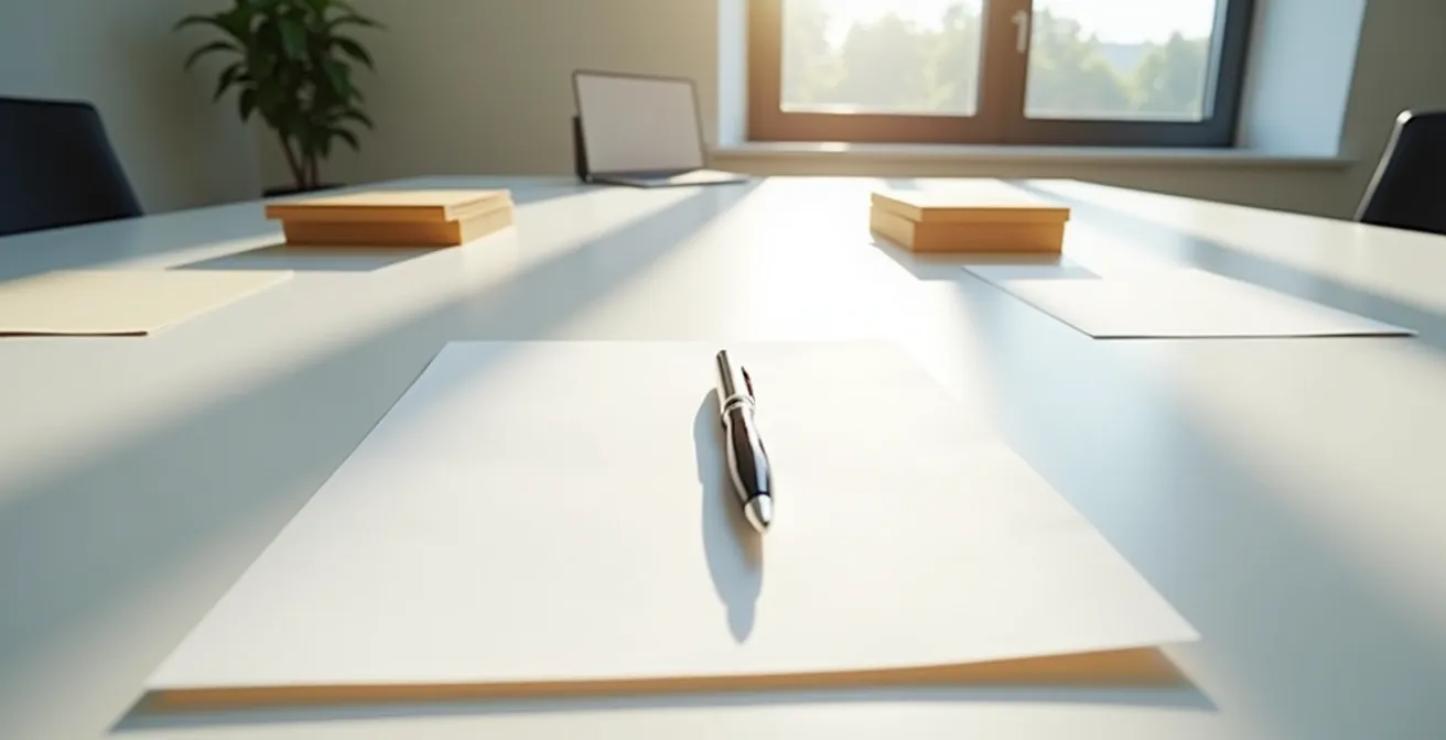 Documents de résiliation et nouveau contrat de mutuelle disposés sur un bureau avec stylo