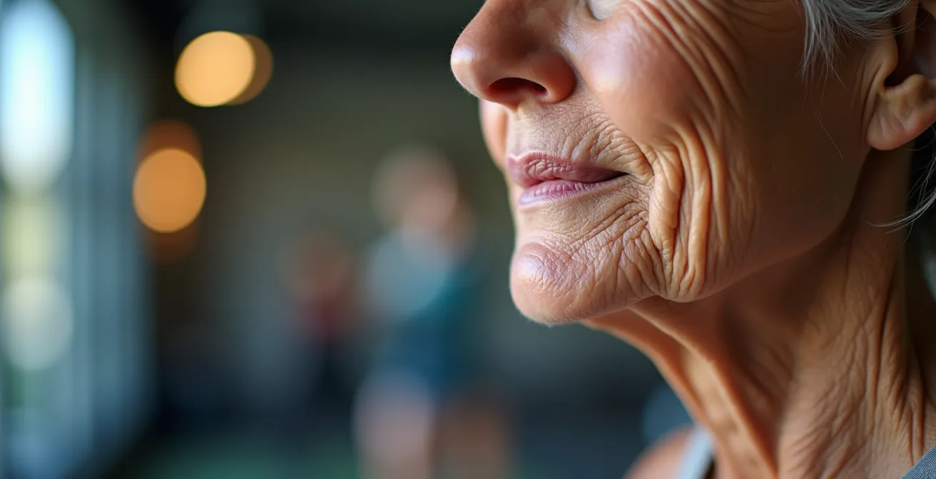 Senior pratiquant le test de la parole pendant un exercice physique modéré