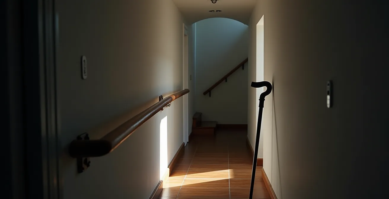 Système de stationnement d'un monte-escalier dans un couloir étroit avec rail escamotable